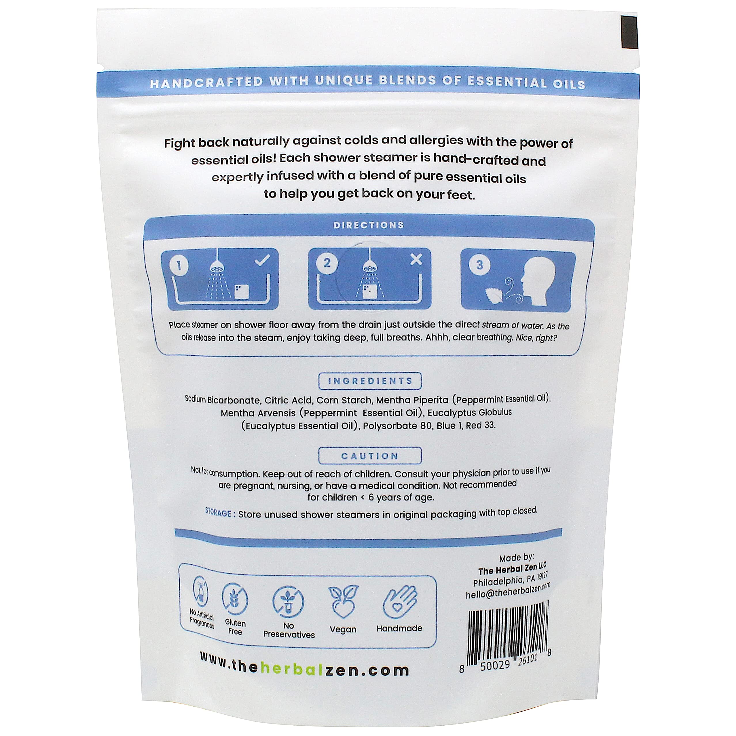 The Herbal Zen Aromatherapy Shower Steamers Gift Set — USA Made, 20 Steamer Pack (Cold Kicker + Head Hug)