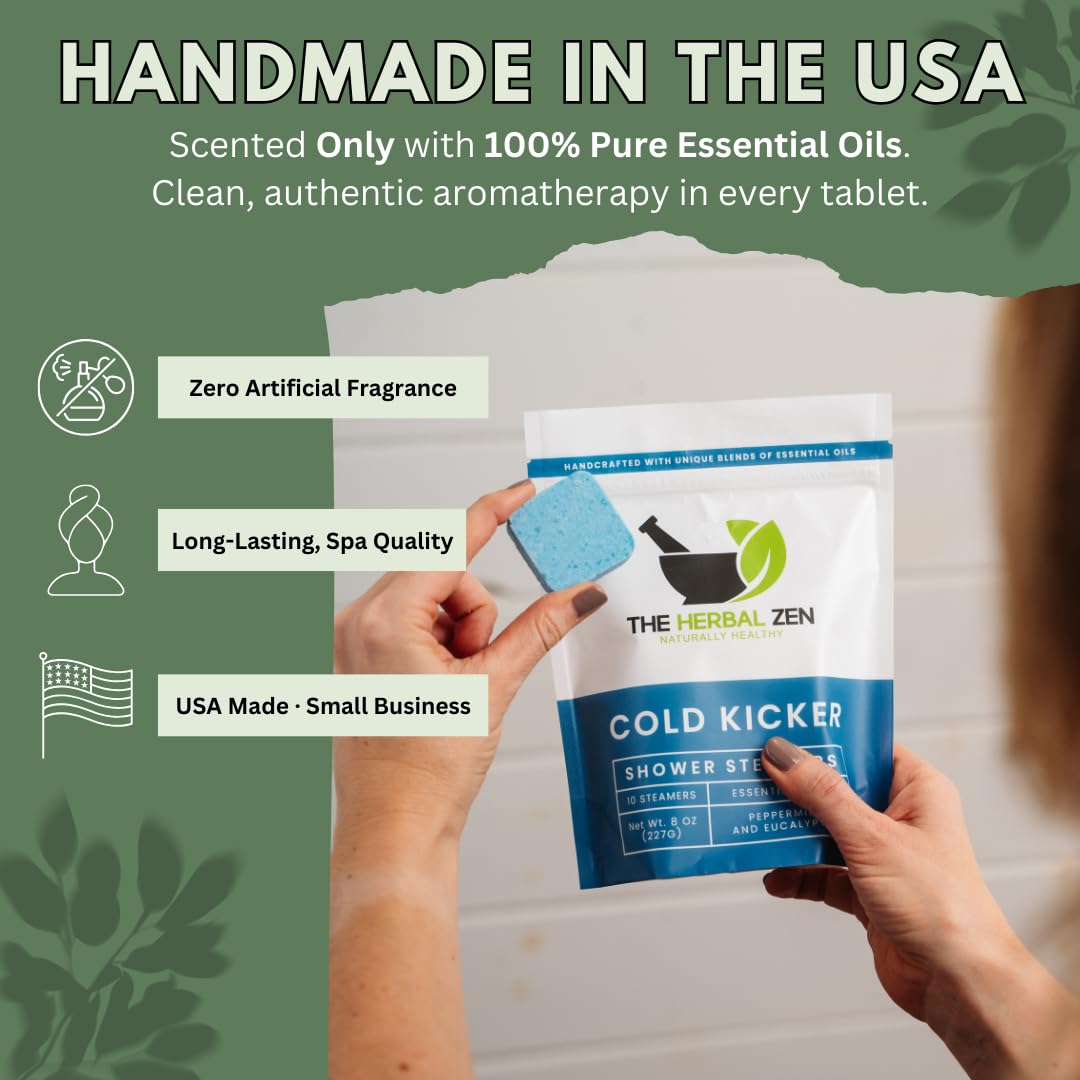The Herbal Zen Aromatherapy Shower Steamers Gift Set — USA Made, 20 Steamer Pack (Cold Kicker + Head Hug)