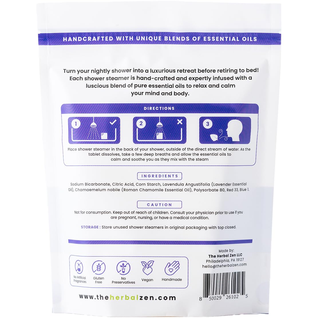 Lavender Shower Steamers Aromatherapy with Essential Oils | The Herbal Zen, Made in USA