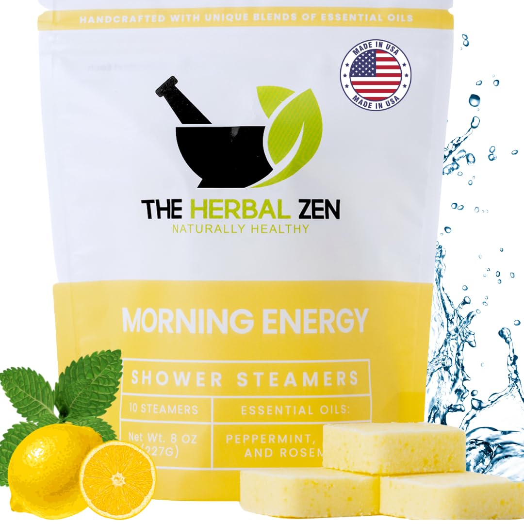 The Herbal Zen Morning Energy Shower Steamers – Peppermint & Lemon, USA Made (10 Pack)