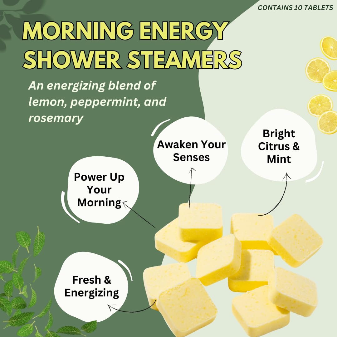 The Herbal Zen Morning Energy Shower Steamers – Peppermint & Lemon, USA Made (10 Pack)