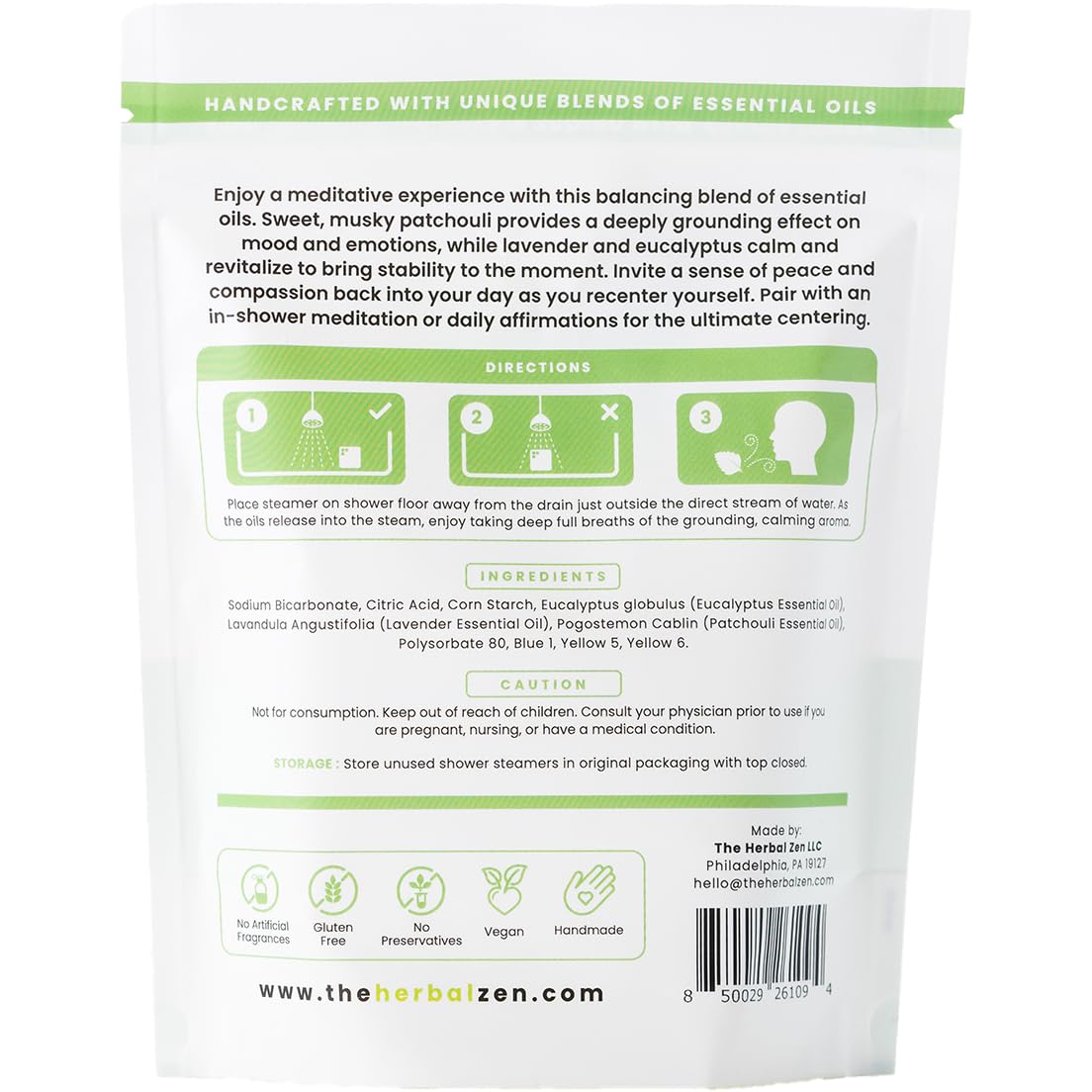 The Herbal Zen Recenter Shower Steamers - Lavender & Eucalyptus Aromatherapy (USA Made, 10 Pack)