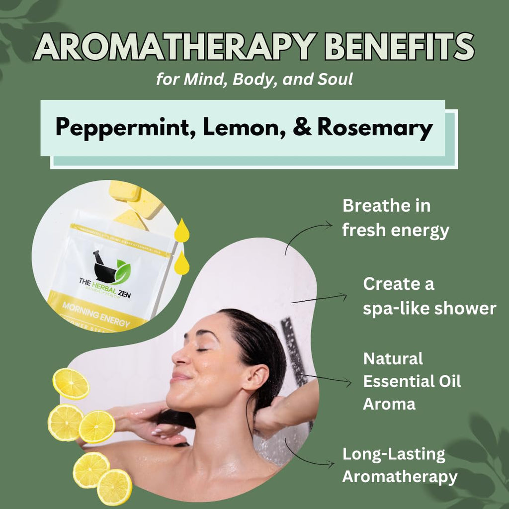 The Herbal Zen Morning Energy Shower Steamers – Peppermint & Lemon, USA Made (10 Pack)