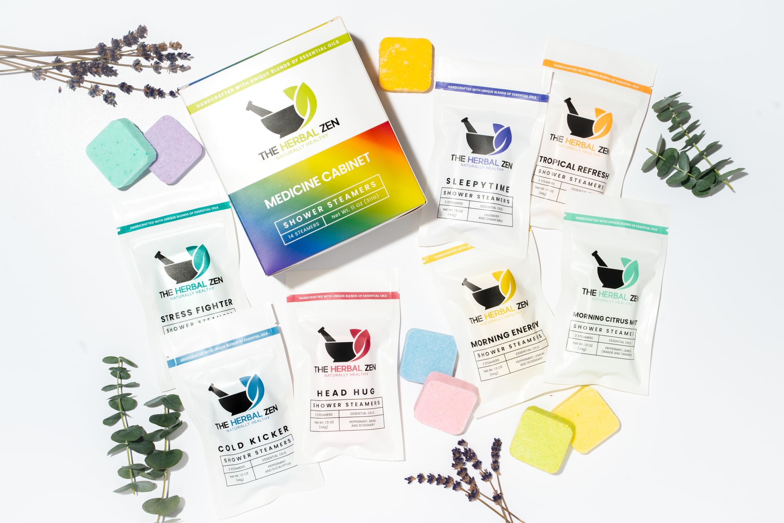 The Herbal Zen Shower Steamers Variety Pack – Aromatherapy Tablets, USA Made, 14-Count Gift for Her & Him