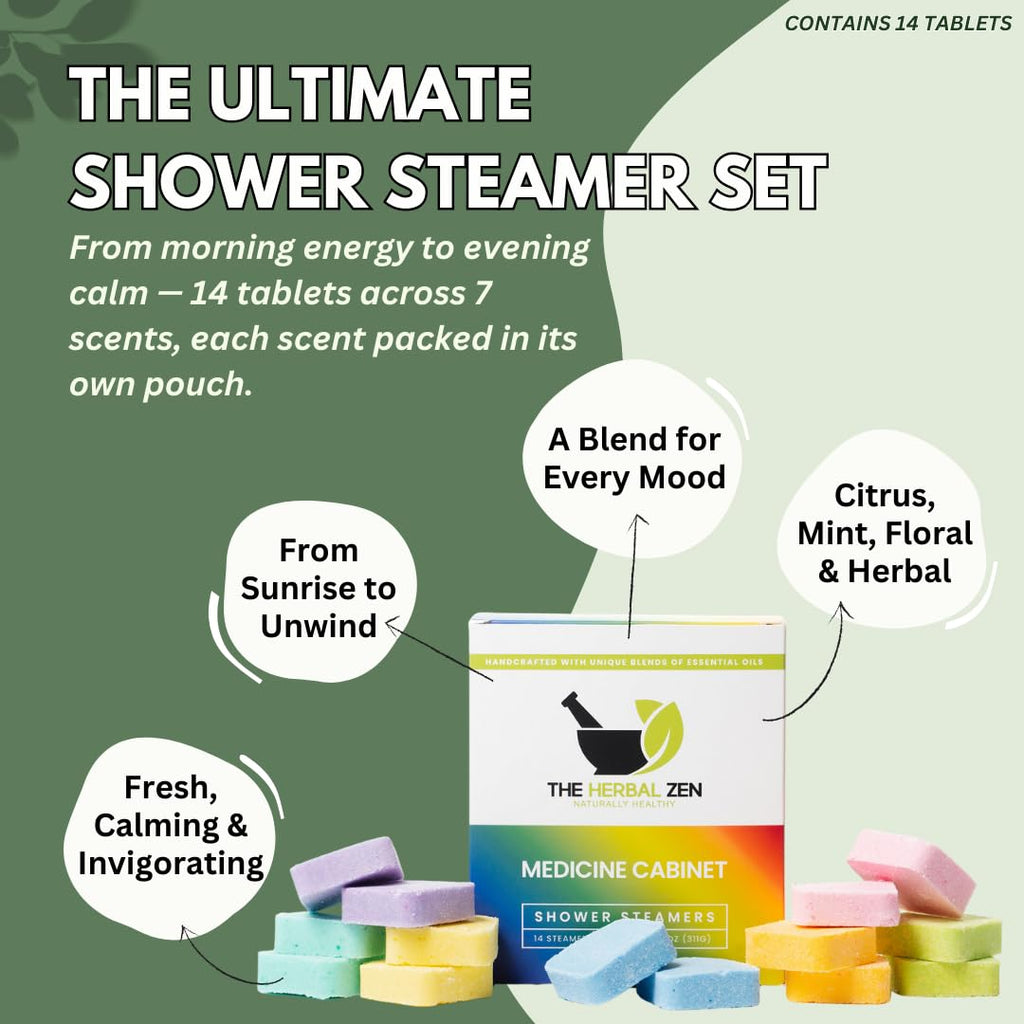 The Herbal Zen Shower Steamers Variety Pack – Aromatherapy Tablets, USA Made, 14-Count Gift for Her & Him