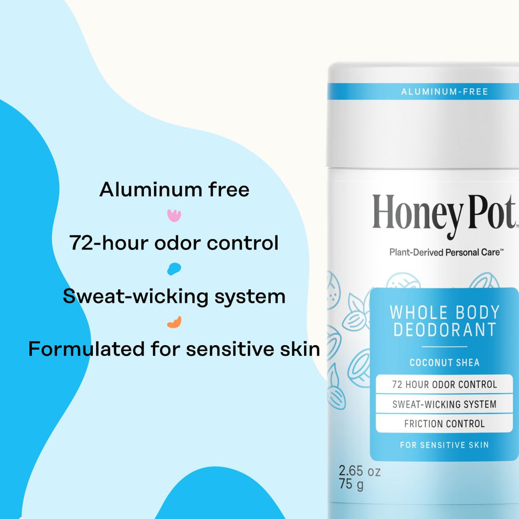 The Honey Pot Company Coconut Shea Whole Body Deodorant — Aluminum-Free, 72-Hour Odor Control