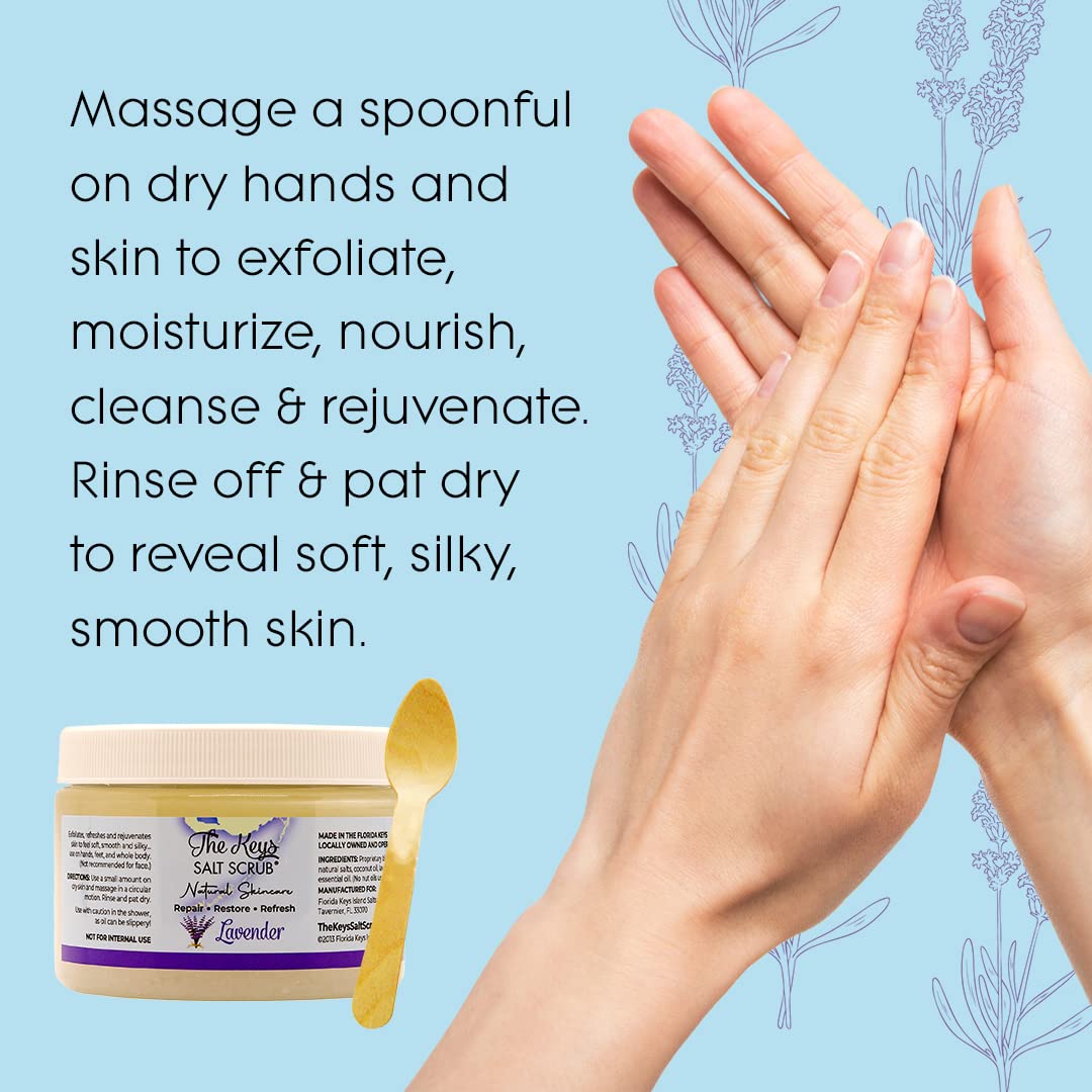 The Keys Salt Scrub – Lavender Sea Salt Exfoliator, 12 oz (Pack of 3)