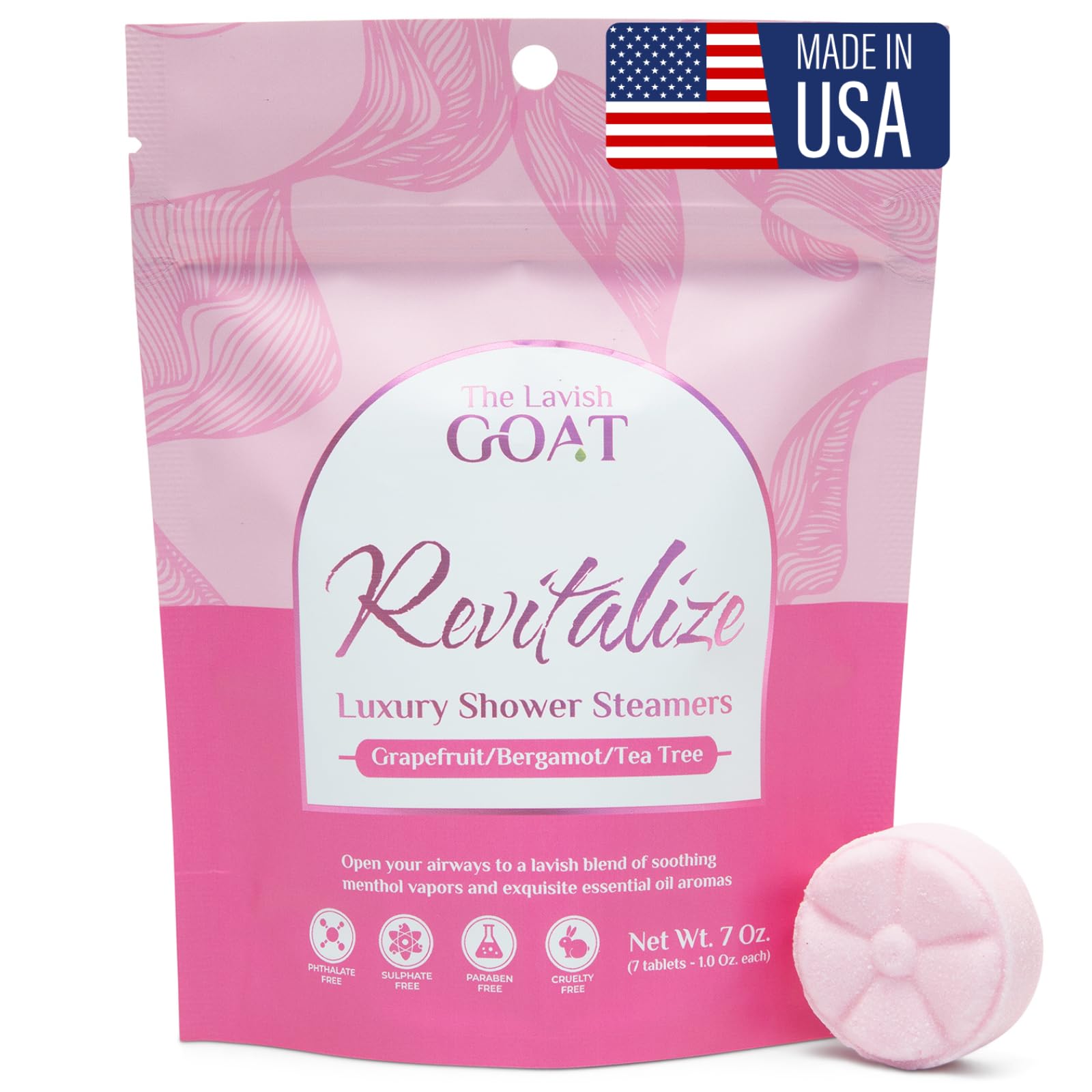 TLG Revitalize Shower Steamers – 7-Pack USA Made with Menthol & Citrus | The Lavish Goat