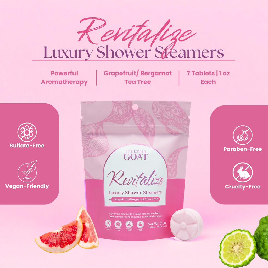 TLG Revitalize Shower Steamers – 7-Pack USA Made with Menthol & Citrus | The Lavish Goat
