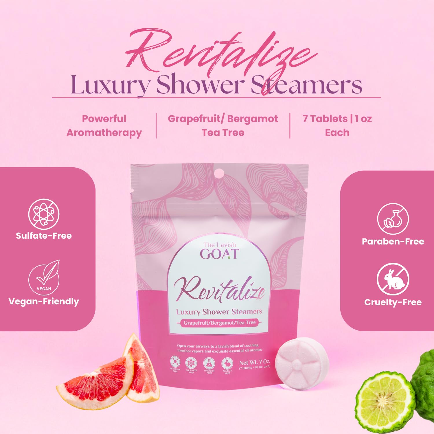 TLG Revitalize Shower Steamers – 7-Pack USA Made with Menthol & Citrus | The Lavish Goat