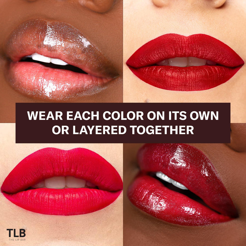 The Lip Bar Perfect Pout Mini Lip Trio Gift Set - Travel-Size Matte Lipsticks & Gloss (Vegan, Cruelty-Free)