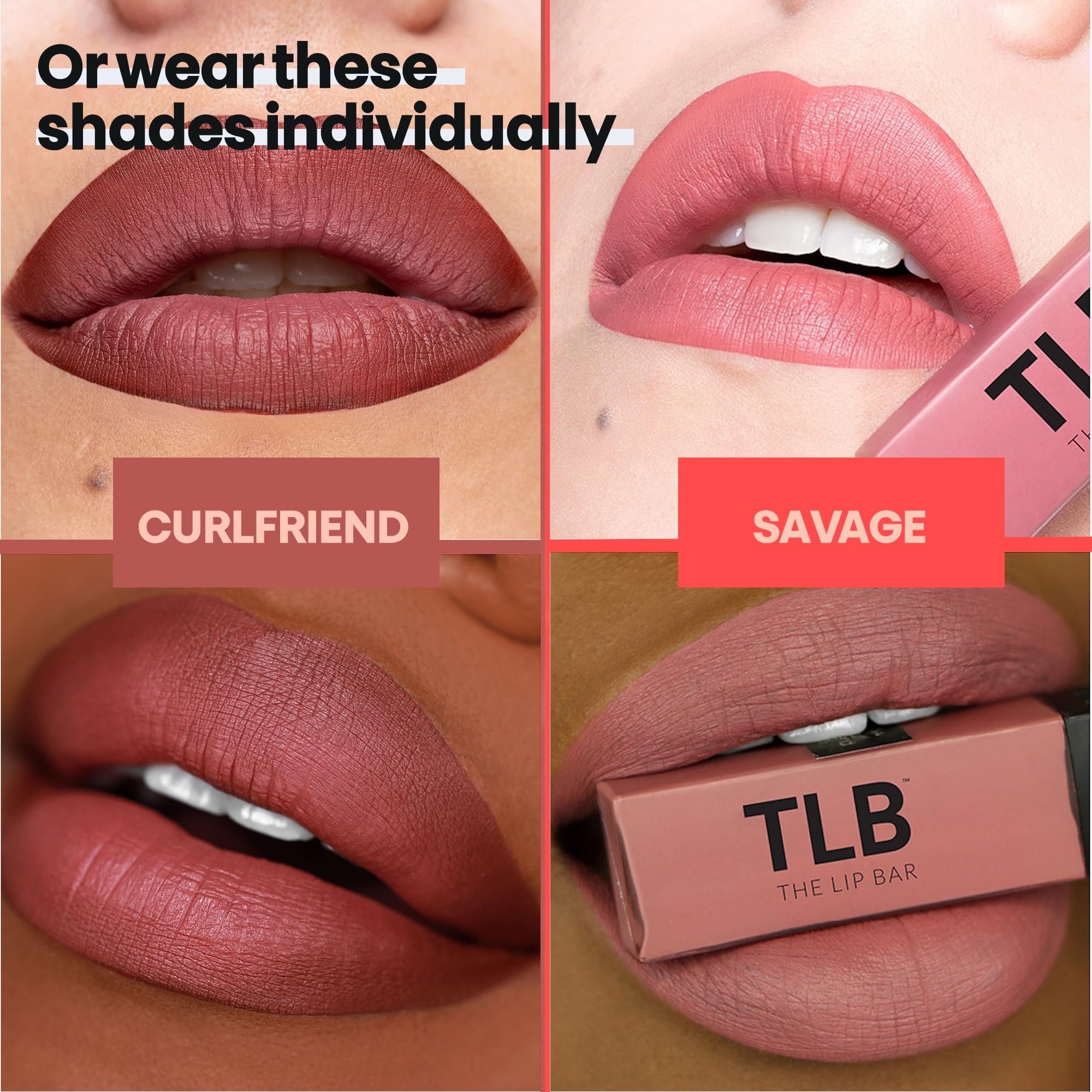 The Lip Bar Nonstop Liquid Matte Lipstick Mini 2-Pack — Curlfriend (Mauve Pink) + Savage (Chocolate Red-Brown)