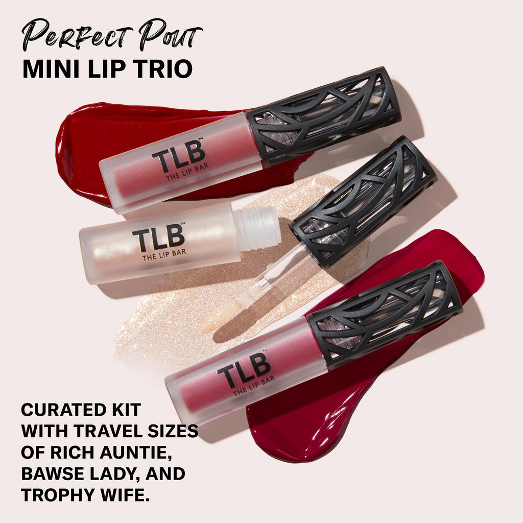 The Lip Bar Perfect Pout Mini Lip Trio Gift Set - Travel-Size Matte Lipsticks & Gloss (Vegan, Cruelty-Free)