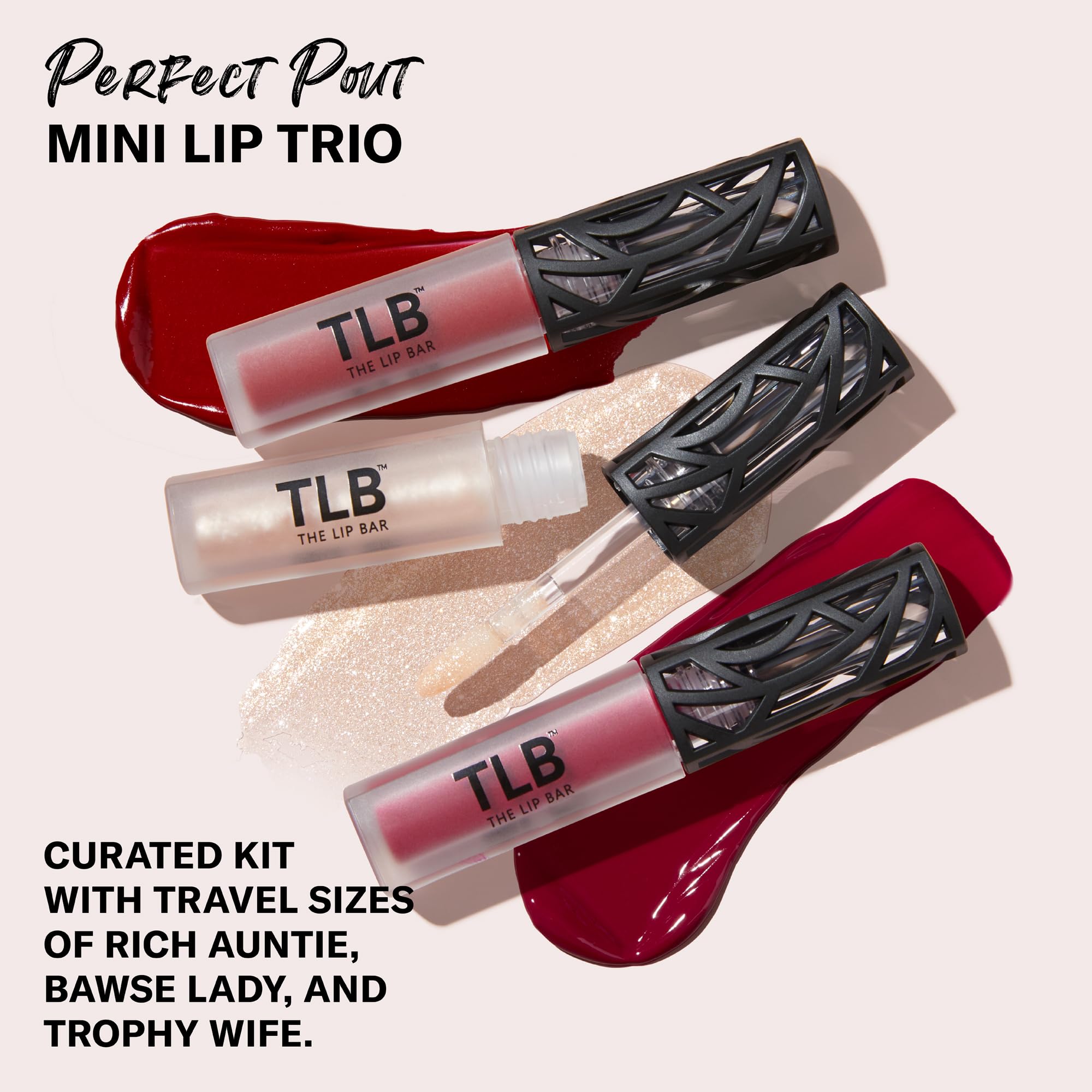 The Lip Bar Perfect Pout Mini Lip Trio Gift Set - Travel-Size Matte Lipsticks & Gloss (Vegan, Cruelty-Free)