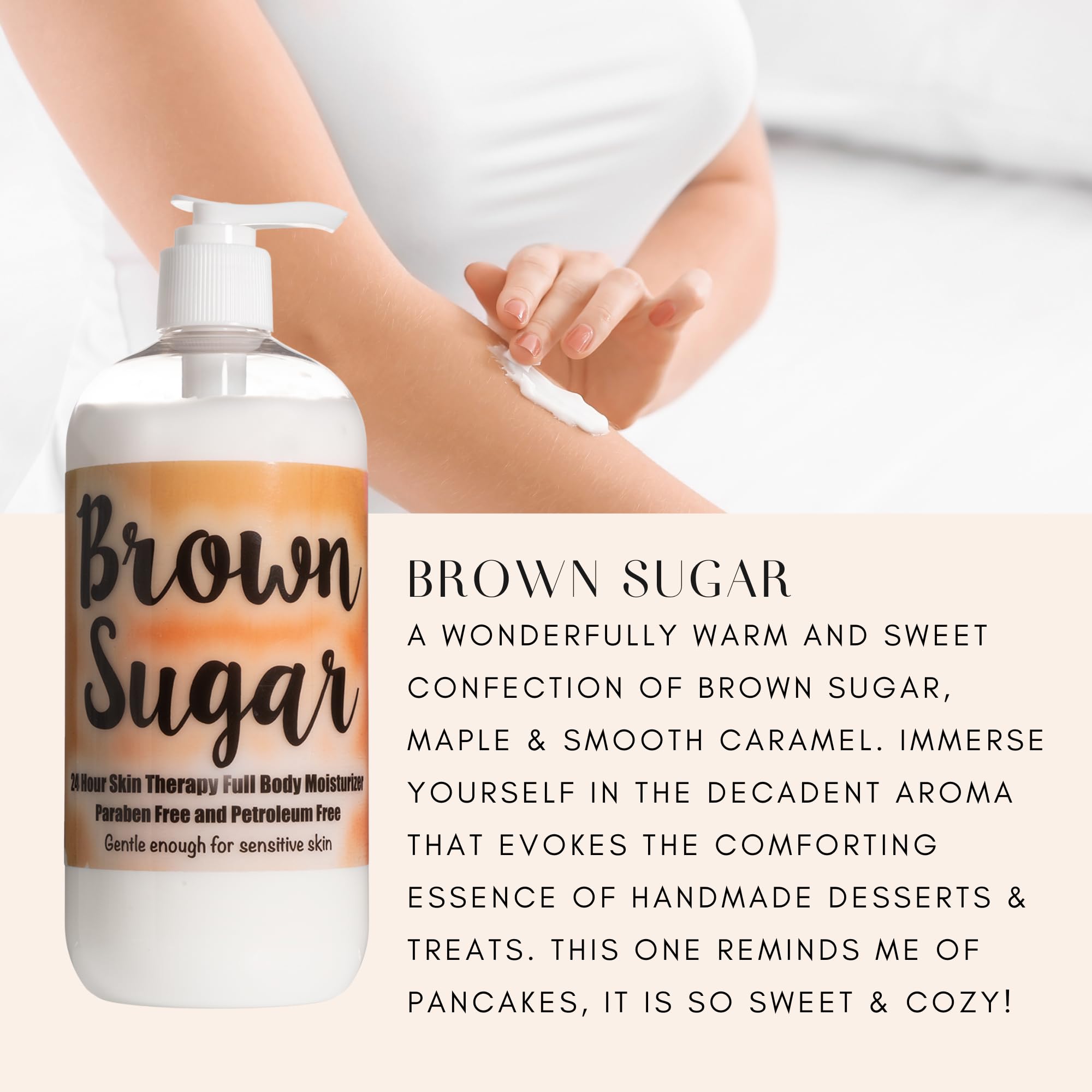The Lotion Company 24 Hour Skin Therapy Lotion – Brown Sugar Gourmand, 16 oz, Made in USA