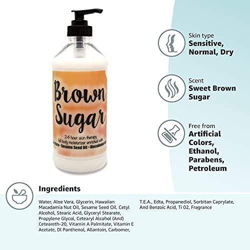 The Lotion Company 24 Hour Skin Therapy Lotion – Brown Sugar Gourmand, 16 oz, Made in USA