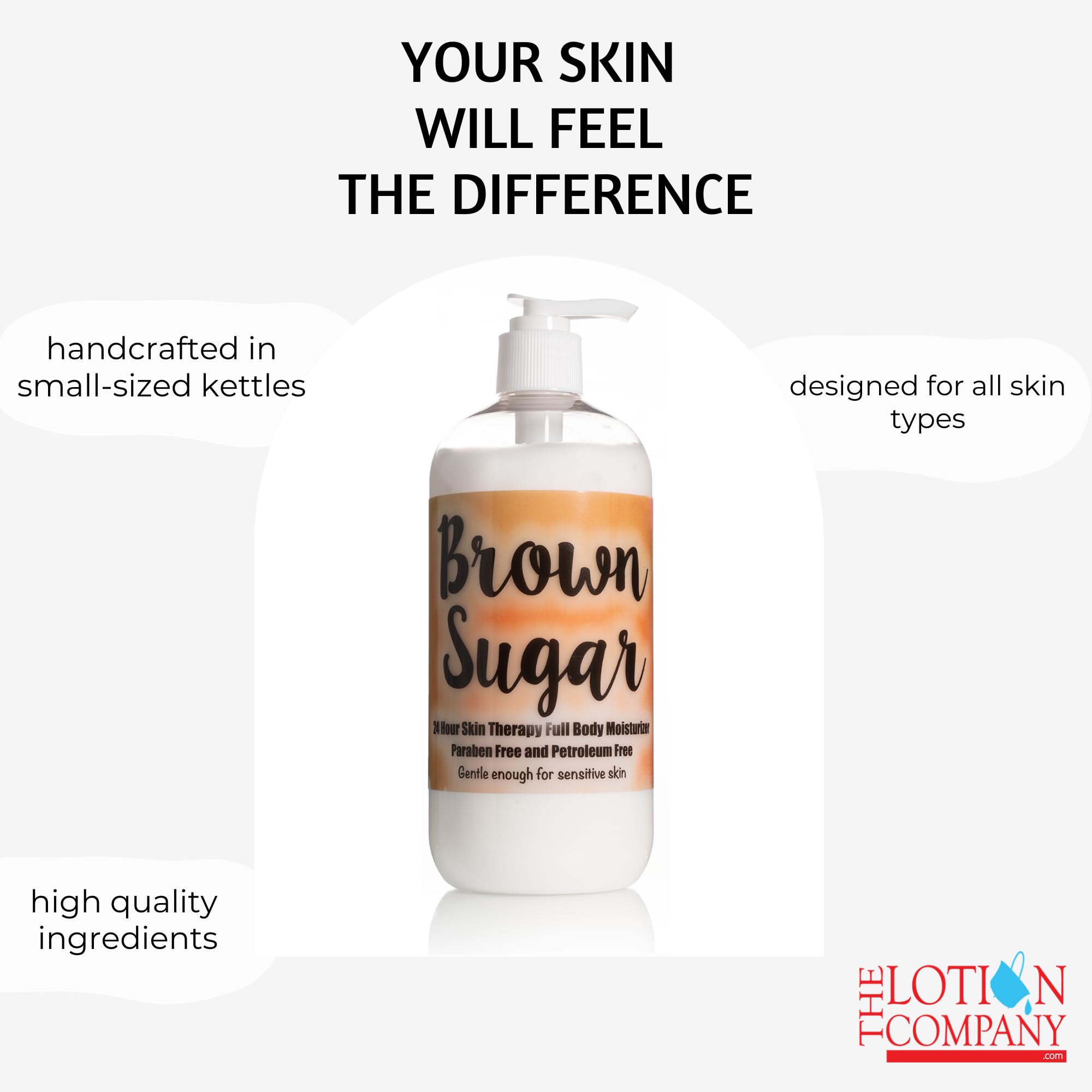 The Lotion Company 24 Hour Skin Therapy Lotion – Brown Sugar Gourmand, 16 oz, Made in USA