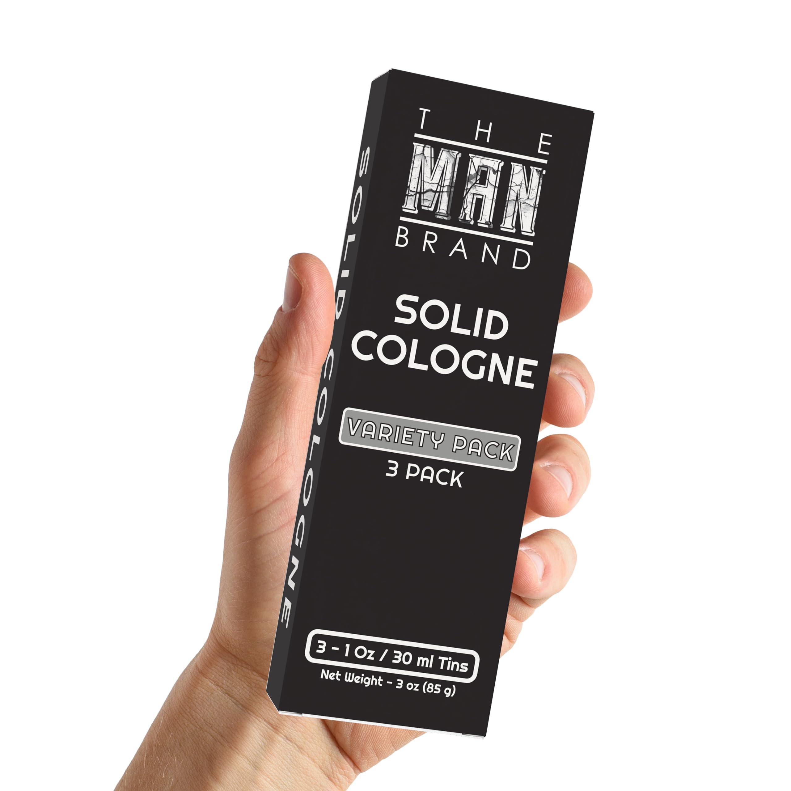 The Man Brand Solid Cologne Sampler Set: Bergamot & Cedar, Sandalwood, Sweet Tobacco (3 x 1 oz)