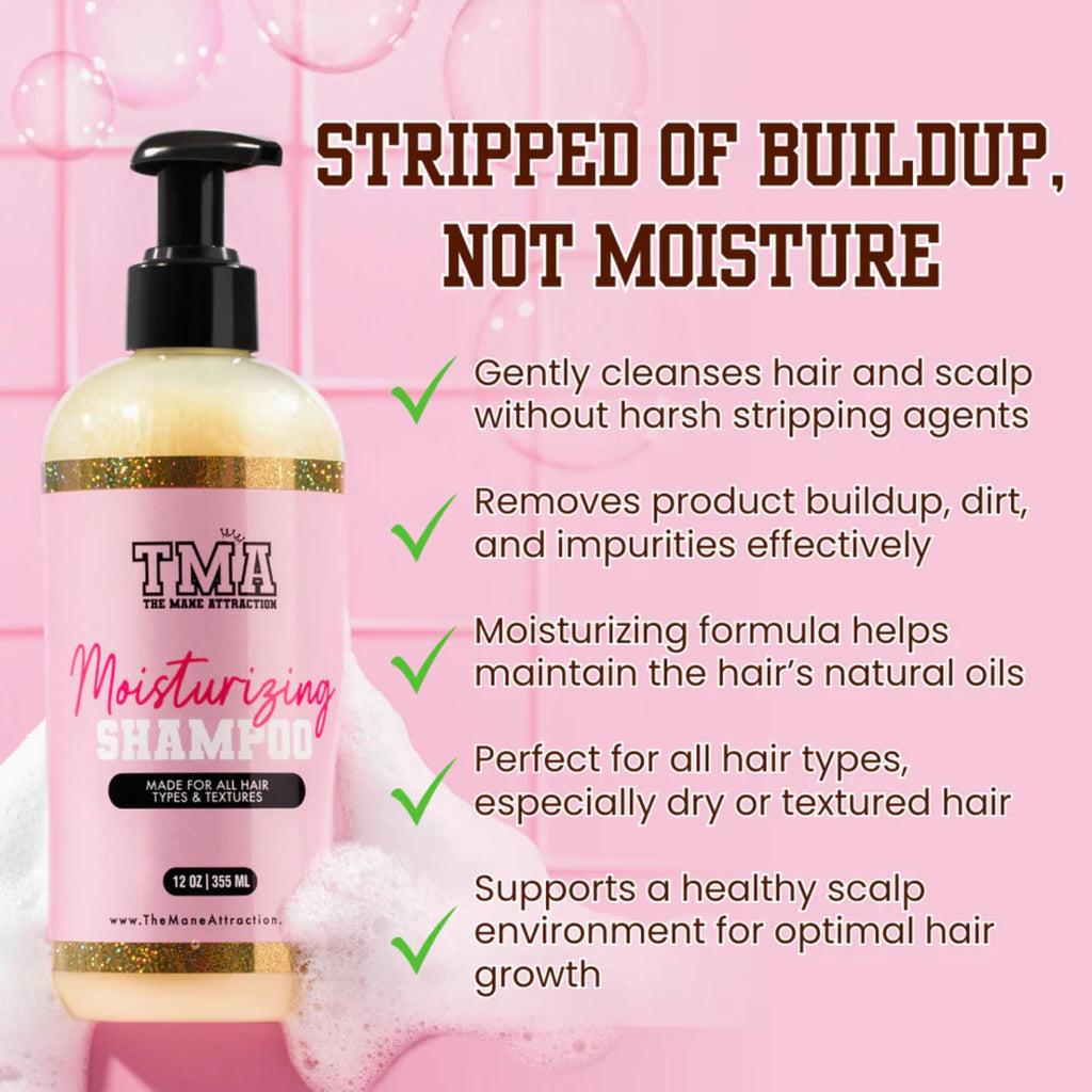The Mane Attraction Moisturizing Shampoo – Hydrating, Sulfate-Free Cleanser for Curly & Natural Hair (12 oz)