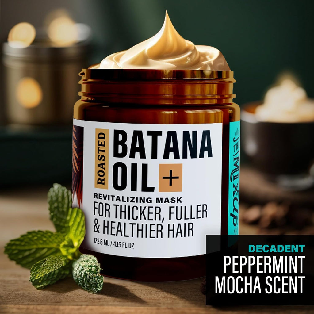 The-Mix-Up Roasted Batana Oil for Hair Growth – Dr Sebi Organic Honduran Batana Hair Mask, Peppermint Mocha Scent, 4oz Jar