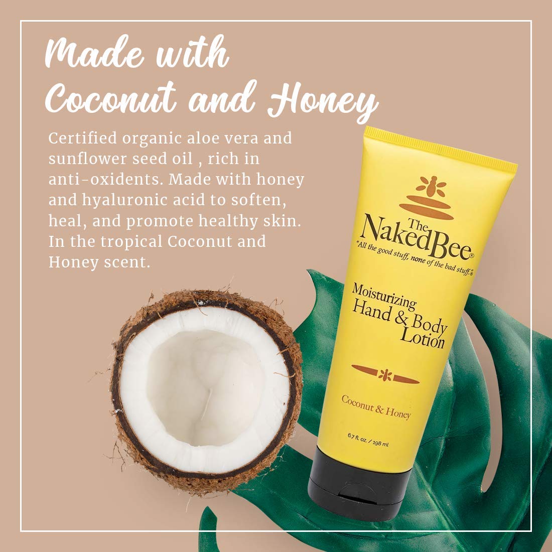 The Naked Bee Coconut & Honey Moisturizing Hand & Body Lotion – 6.7 oz, 2 Pack