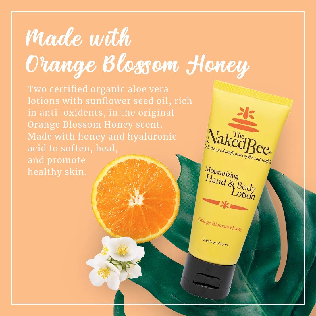 The Naked Bee Orange Blossom Honey Hand and Body Lotion 2-Pack – 2.25 oz Each