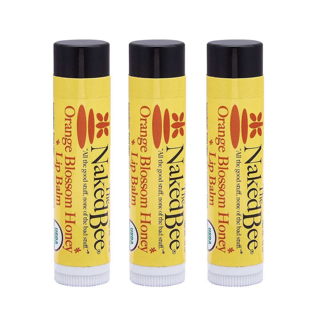 The Naked Bee Organic Orange Blossom Honey Lip Balm - 3 Pack