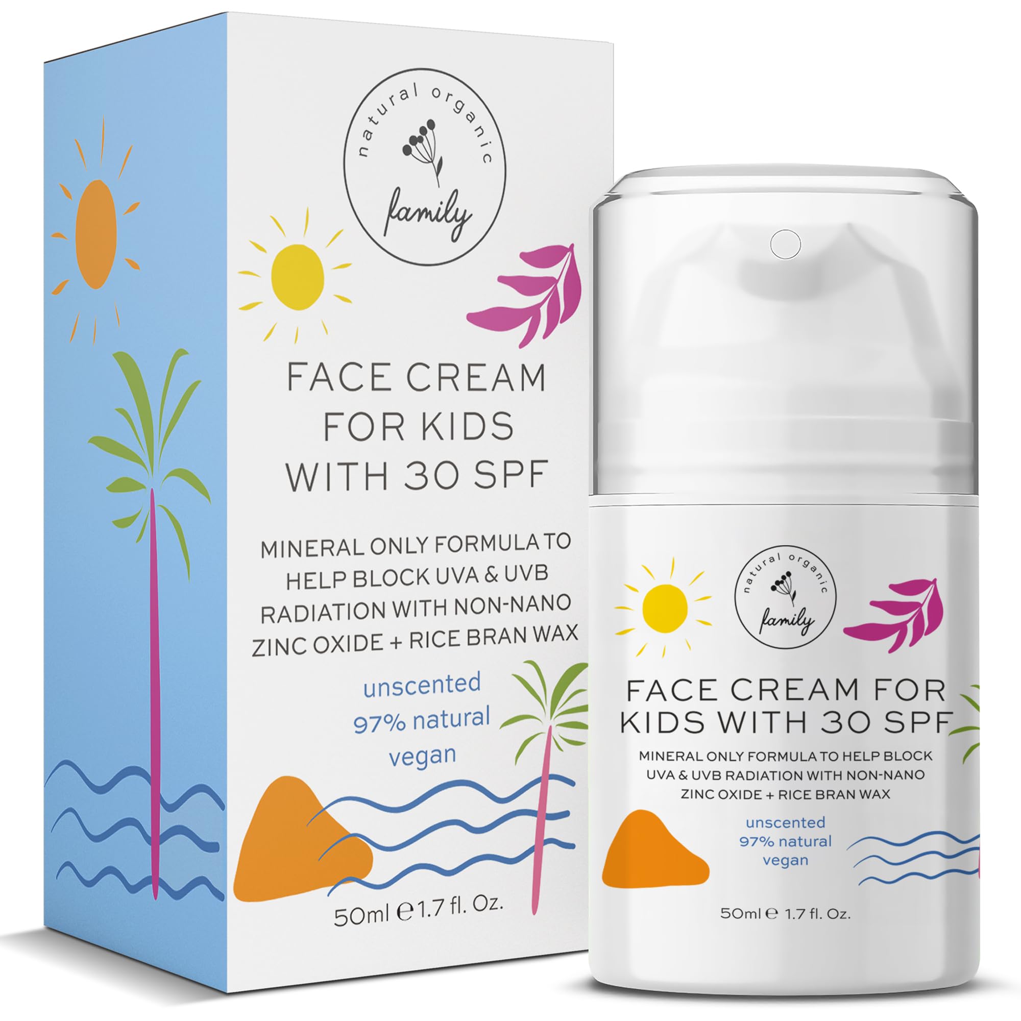 Kid Face Sunscreen Moisturizer SPF 30 – Mineral, Reef-Safe with Zinc Oxide & Niacinamide | The Natural and Organic Family