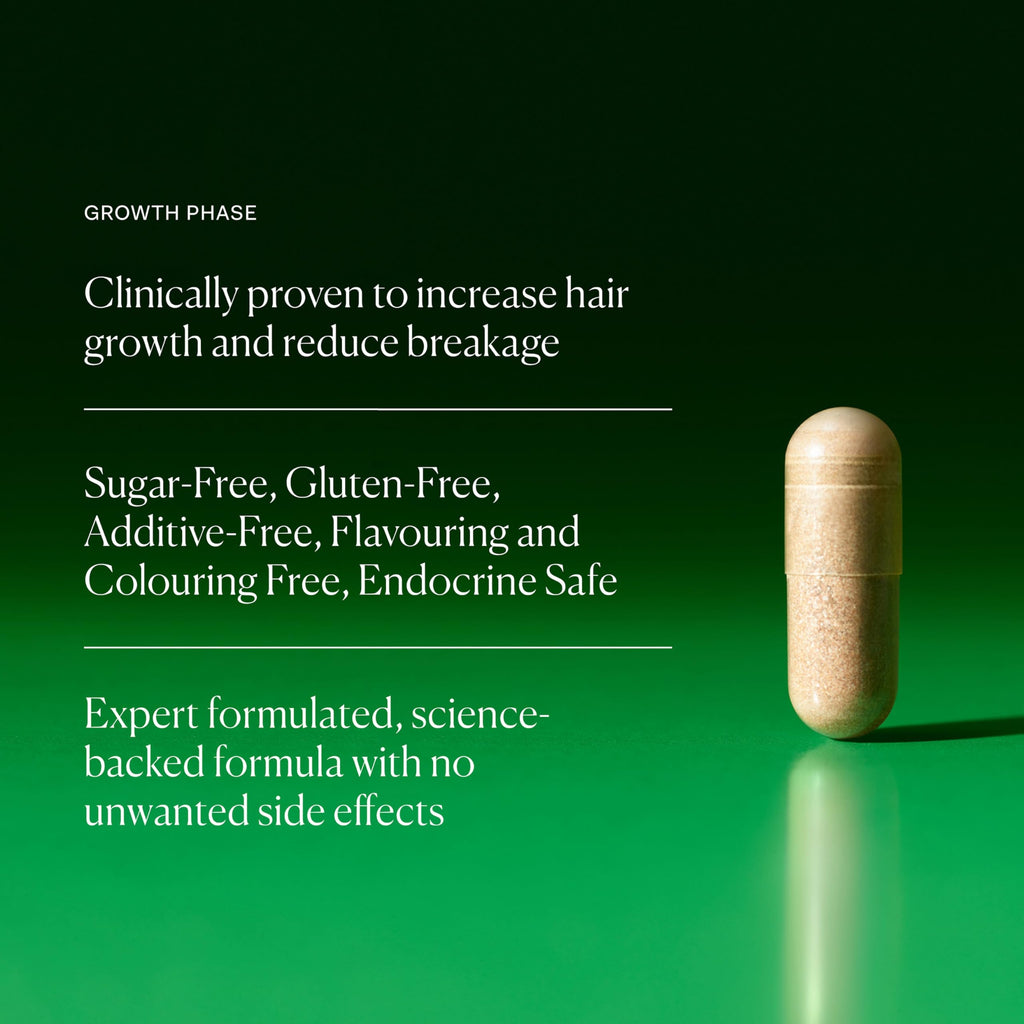 The Nue Co Growth Phase Hair Supplement – Vegan Hair Capsules for Thicker, Fuller-Looking Hair | 90 Capsules
