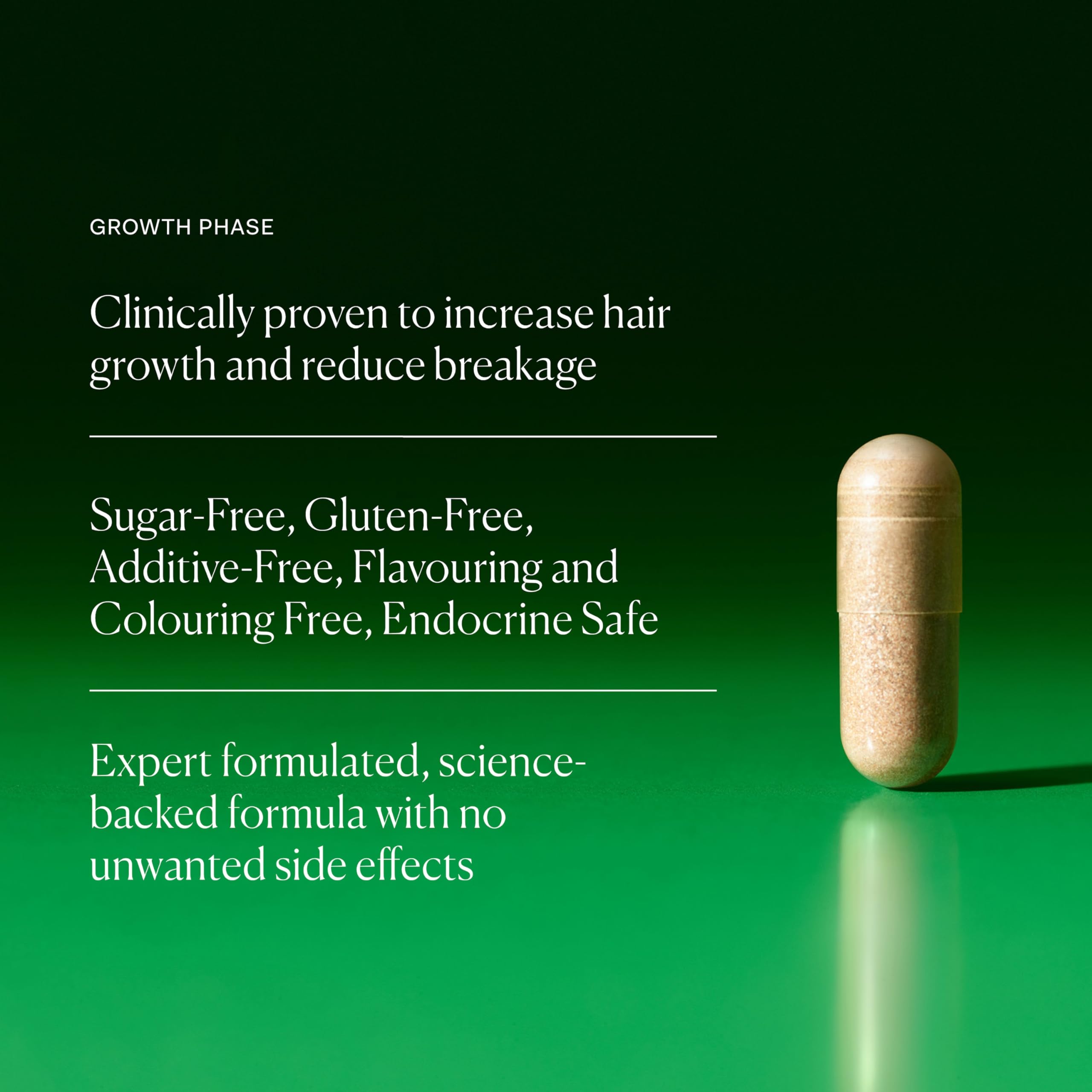 The Nue Co Growth Phase Hair Supplement – Vegan Hair Capsules for Thicker, Fuller-Looking Hair | 90 Capsules