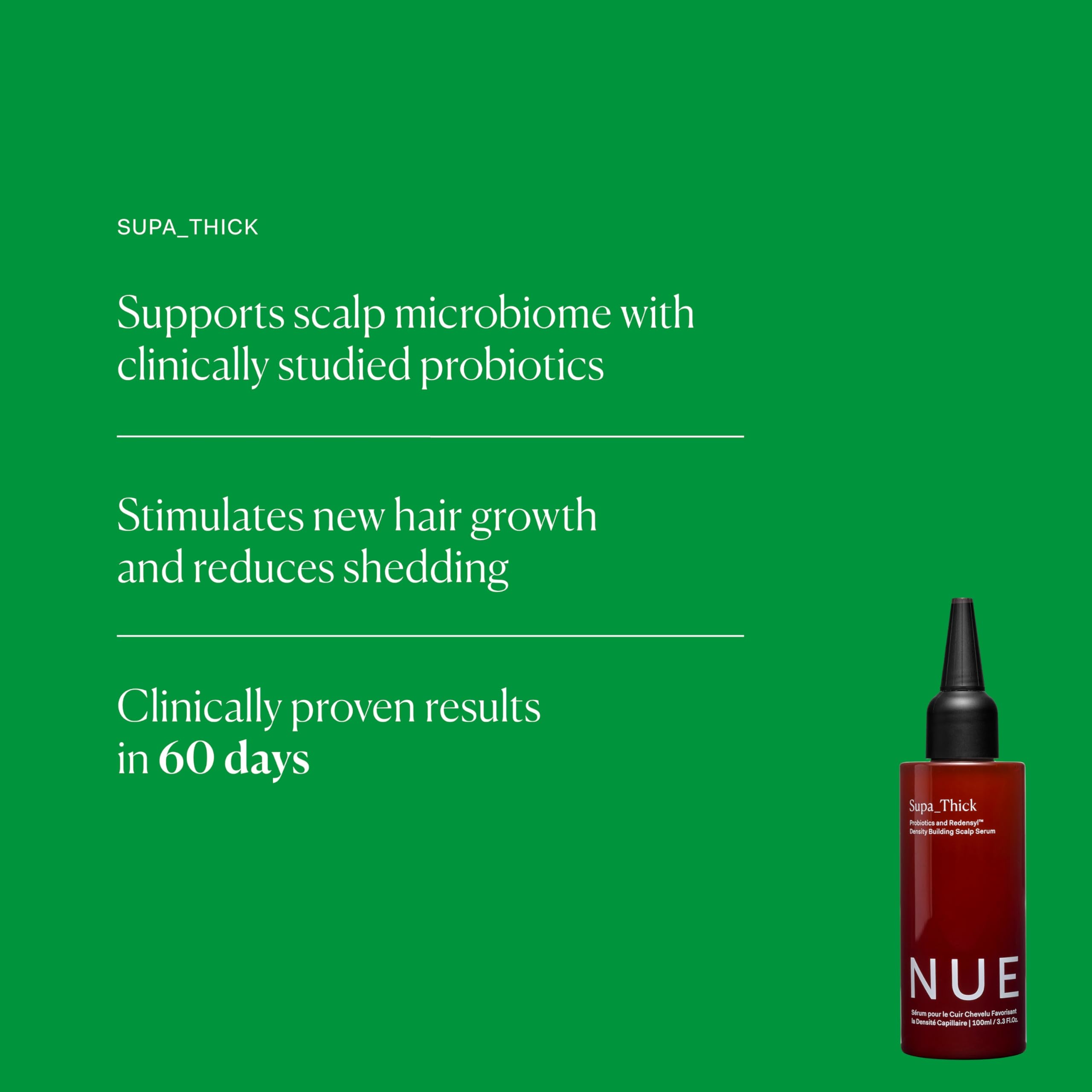 The Nue Co Supa Thick Hair Serum | Lightweight vegan scalp serum for growth & reduced shedding | 4 oz (100 mL)