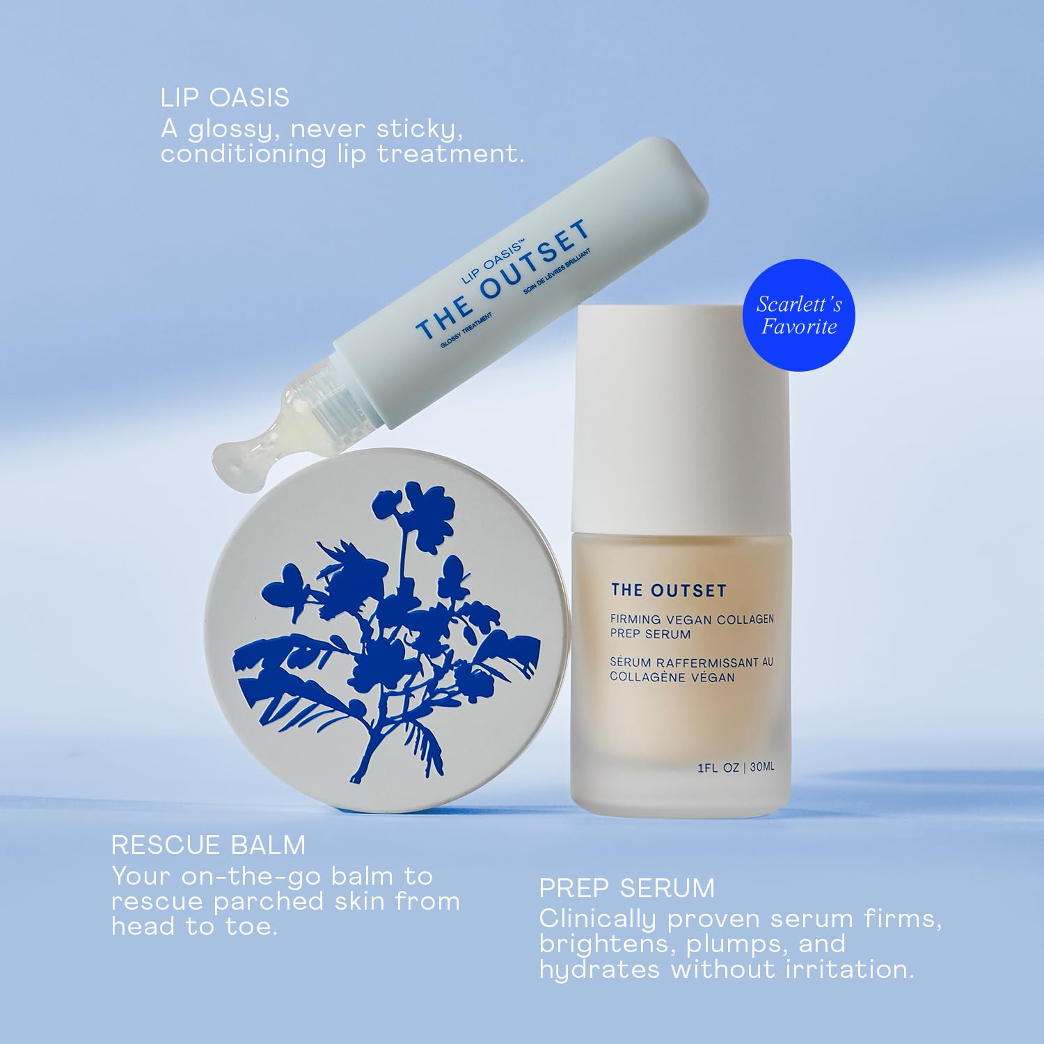 The Outset Hero Edit Skincare Kit – Hydrating Barrier Repair with Prep Serum, Barrier Balm & Lip Oasis