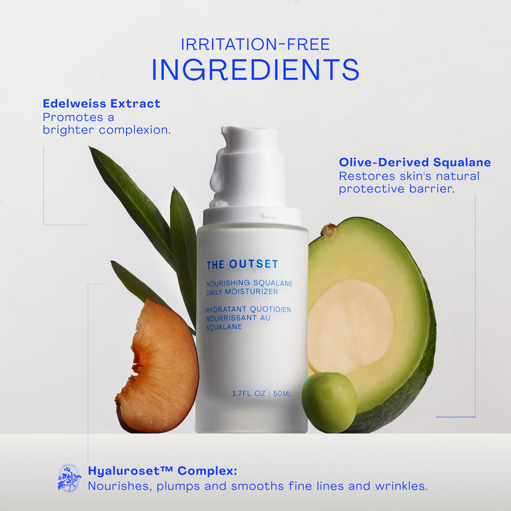 The Outset Squalane Daily Face Moisturizer – Hydrating, Fragrance-Free Vegan Skincare for Sensitive Skin