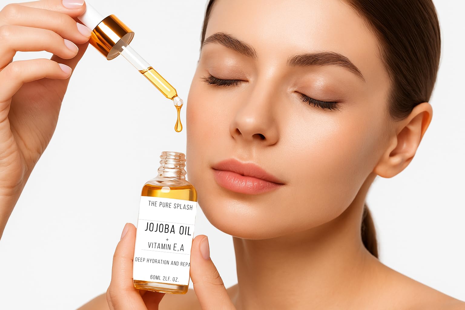 THE PURE SPLASH Jojoba Oil with Vitamins A and E – Deep Hydration & Repair | Lightweight, Non-Greasy Face & Body Oil | Antioxidant-Rich Skincare for Soft, Radiant Skin | 60ml