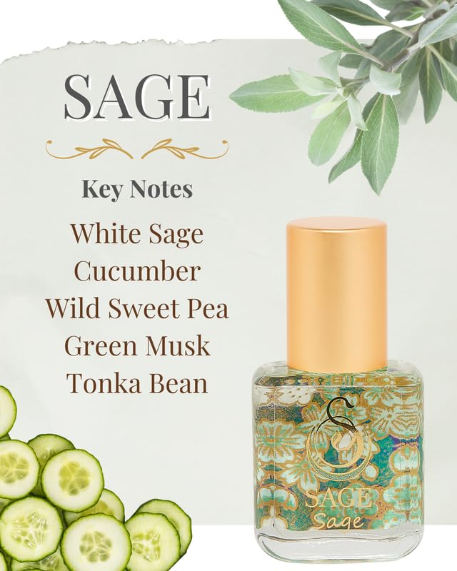 The Sage Lifestyle Sage Roll On – Fresh Cucumber & White Sage Perfume Oil (1/4 oz Travel Size)