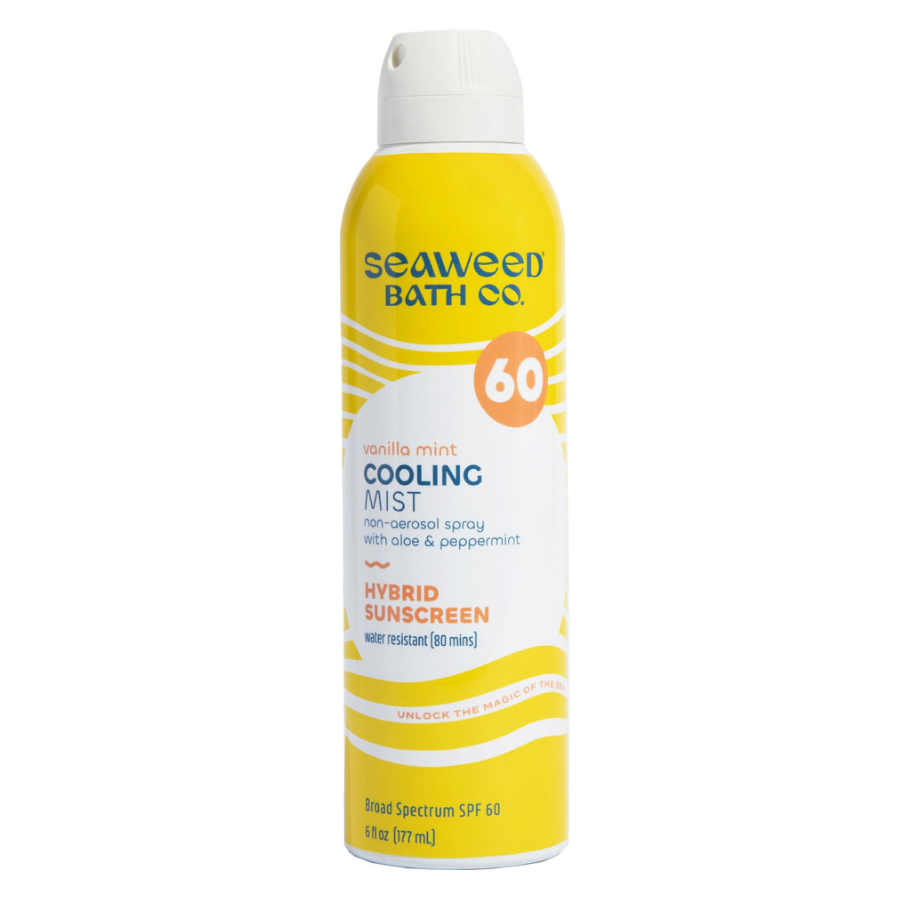 The Seaweed Bath Co. Cooling Mist SPF 60 Sport Hybrid Sunscreen Spray, 6 oz – Sustainably Harvested Seaweed