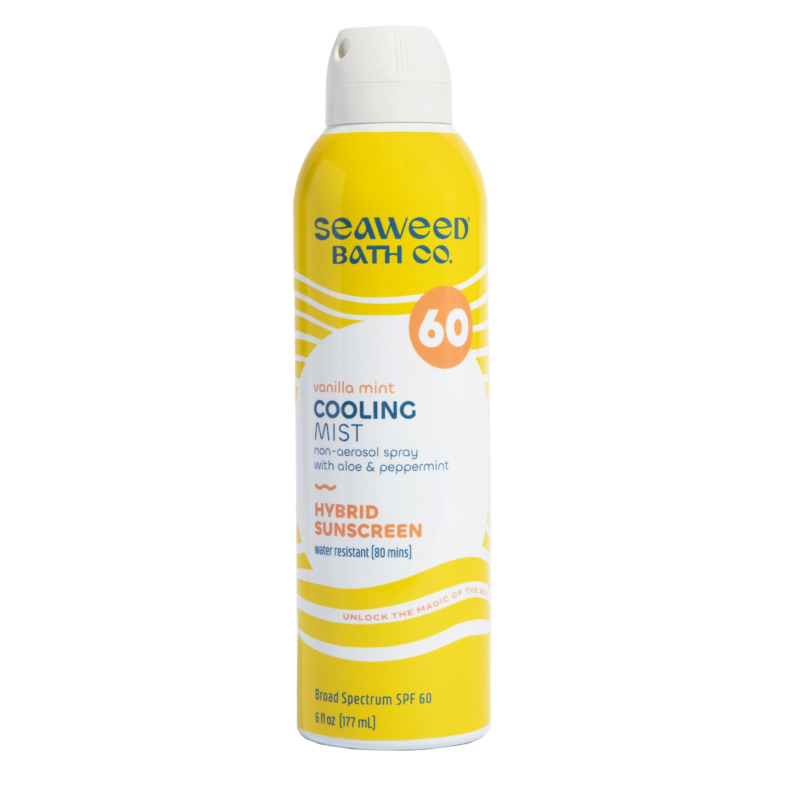 The Seaweed Bath Co. Cooling Mist SPF 60 Sport Hybrid Sunscreen Spray, 6 oz – Sustainably Harvested Seaweed