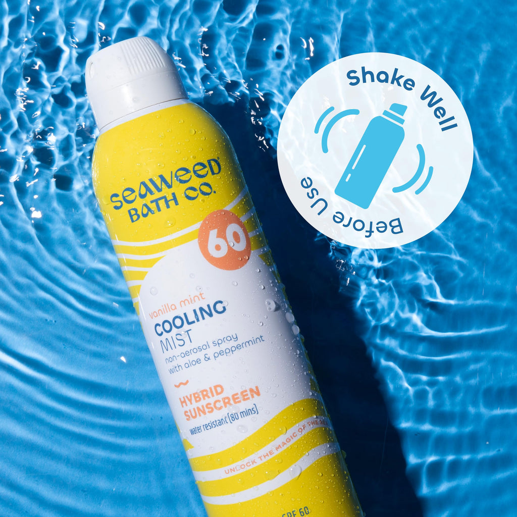 The Seaweed Bath Co. Cooling Mist SPF 60 Sport Hybrid Sunscreen Spray, 6 oz – Sustainably Harvested Seaweed