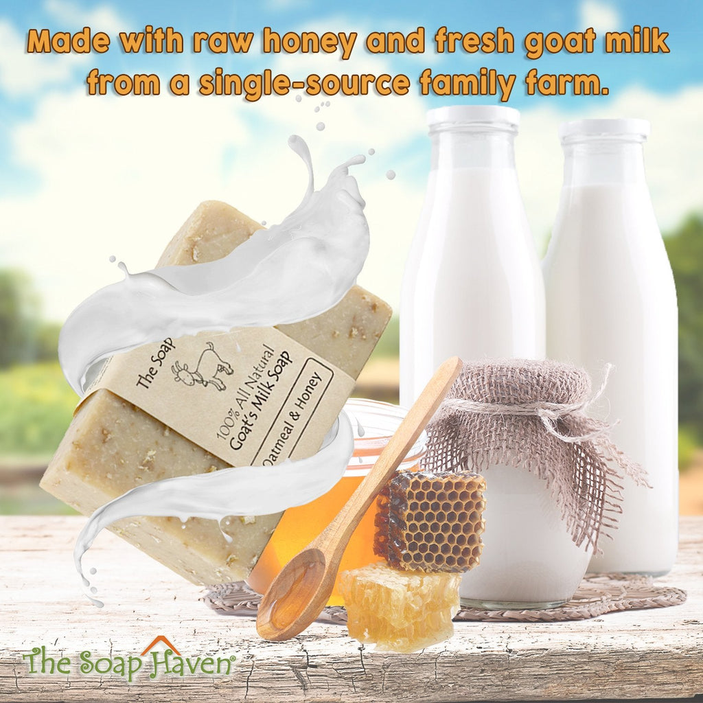The Soap Haven Oatmeal Honey Goat Milk Soap Bars — Handmade, All Natural, Unscented, SLS & Paraben Free