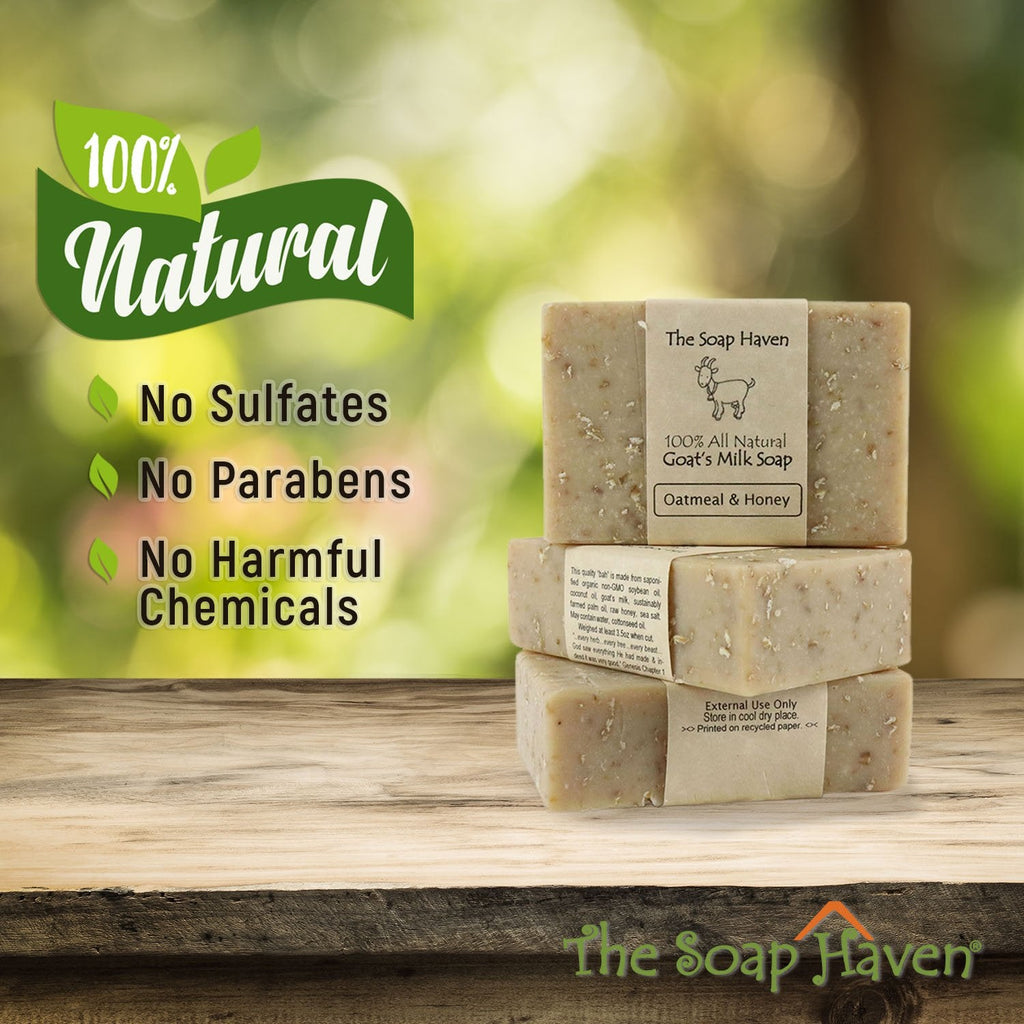 The Soap Haven Oatmeal Honey Goat Milk Soap Bars — Handmade, All Natural, Unscented, SLS & Paraben Free