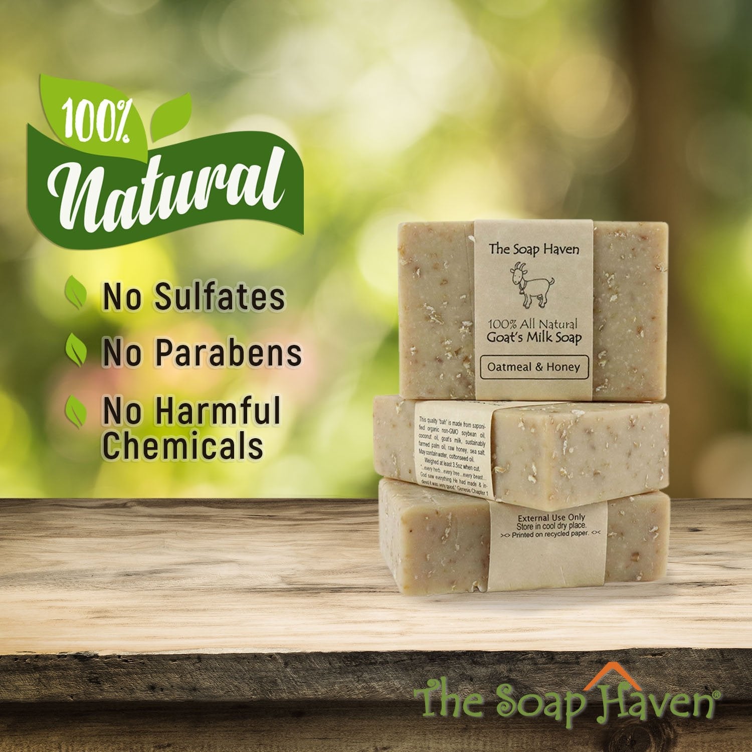 The Soap Haven Oatmeal Honey Goat Milk Soap Bars — Handmade, All Natural, Unscented, SLS & Paraben Free