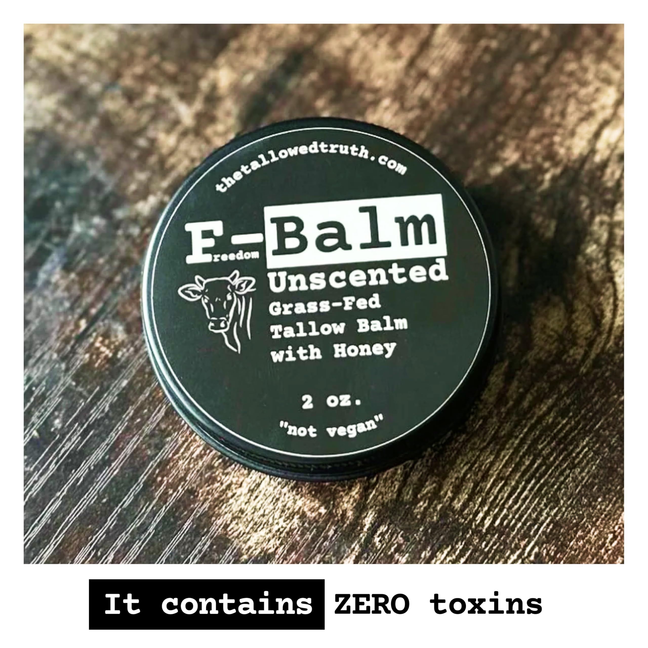 The Tallowed Truth F-Balm Tallow – Grass-Fed & Grass-Finished, 5-Ingredient All-Purpose Balm – 2 oz – Made in Canada
