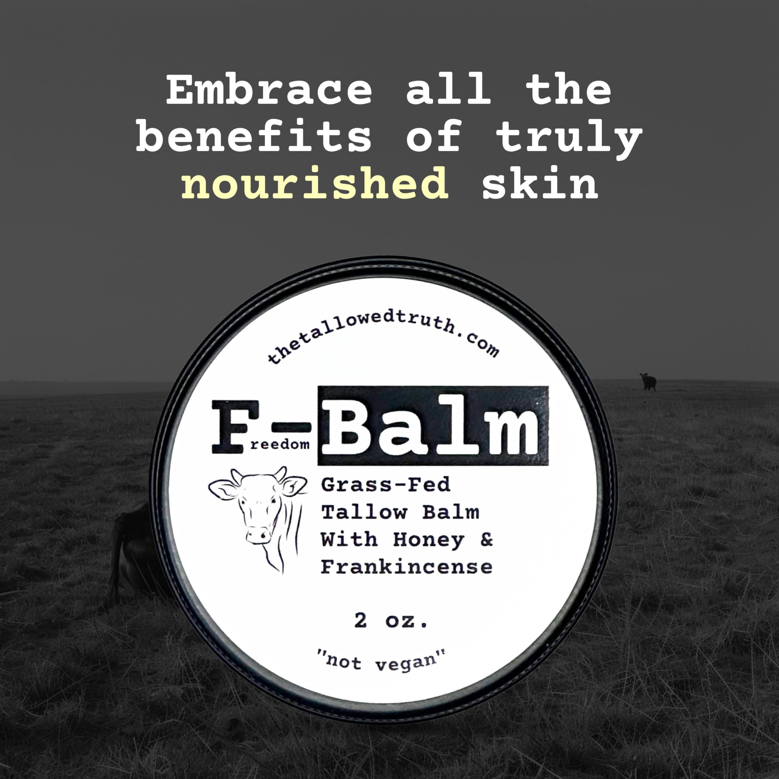 The Tallowed Truth F-Balm Tallow – Grass-Fed, Grass-Finished, 5-Ingredient All-Purpose Balm (2 x 2 oz) – Made in Canada