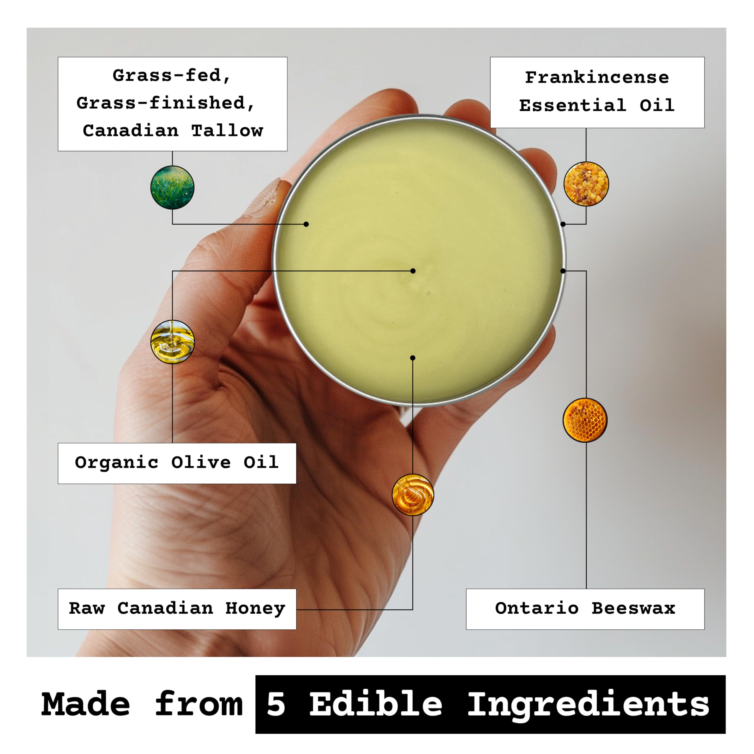 The Tallowed Truth F-Balm Tallow – Grass-Fed, Grass-Finished, 5-Ingredient All-Purpose Balm (2 x 2 oz) – Made in Canada