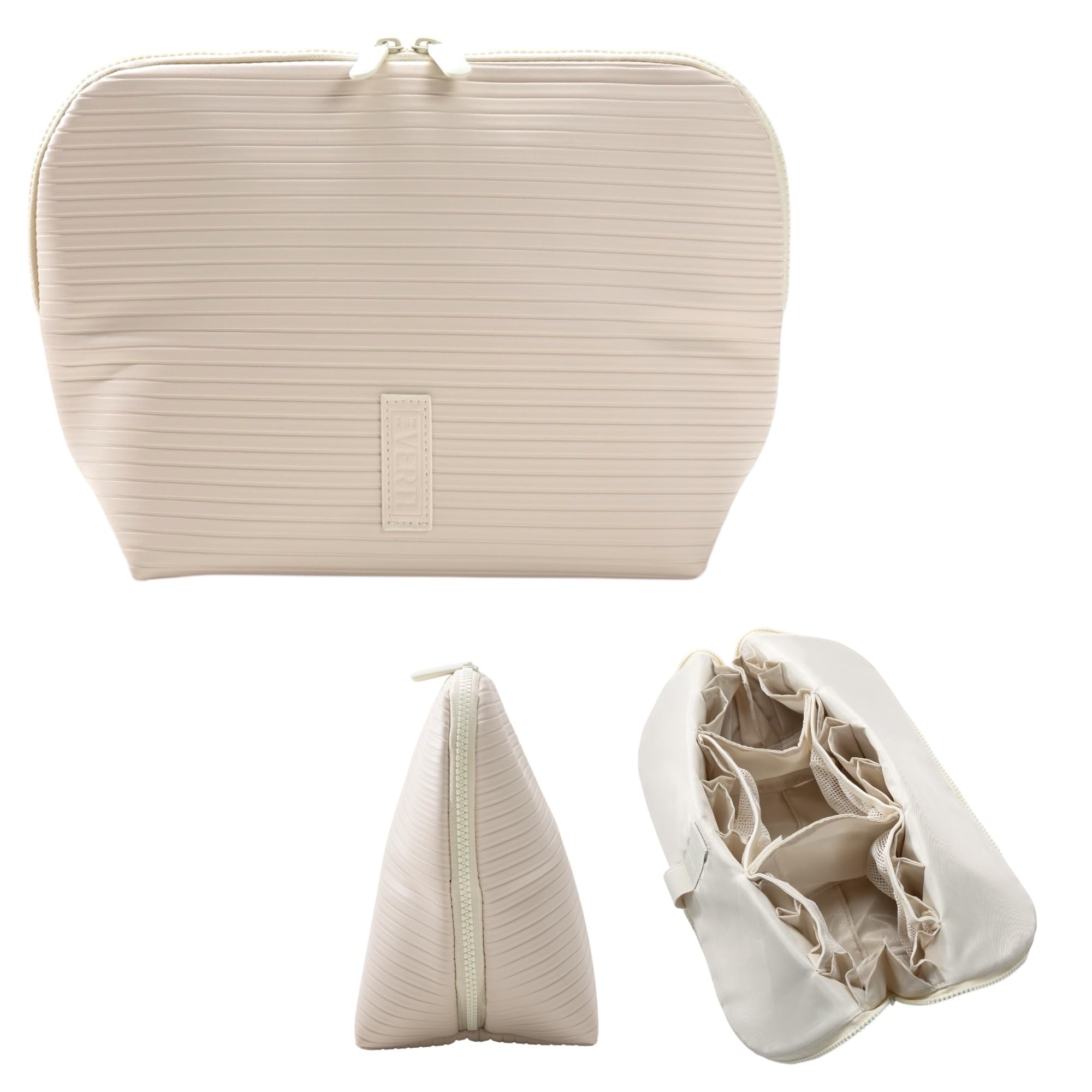 THE VERTI Vertical Waterproof Makeup & Toiletry Bag – 23-Pocket Upright Organizer (Shell)
