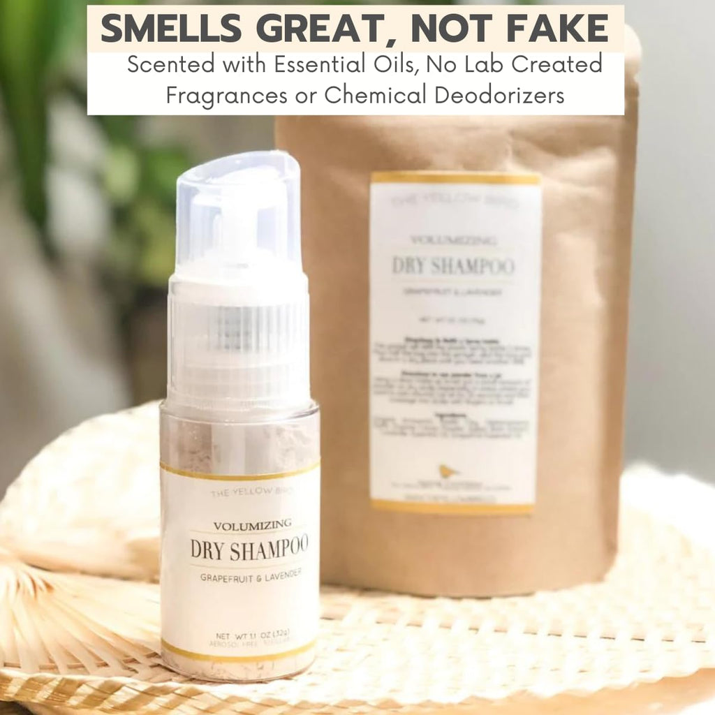 Yellow Bird All Natural Dry Shampoo Powder – Aerosol Free, Talc Free, Volumizing for Light & Dark Hair