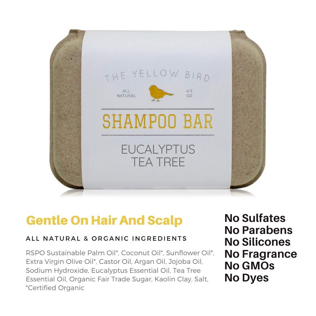 The Yellow Bird Eucalyptus Tea Tree Shampoo Bar — All Natural, Sulfate-Free, Vegan, Zero-Waste