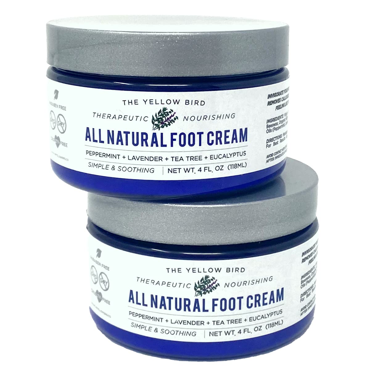 Yellow Bird Foot Cream 2 Pack Bundle - Natural Dry & Itchy Feet Repair Balm