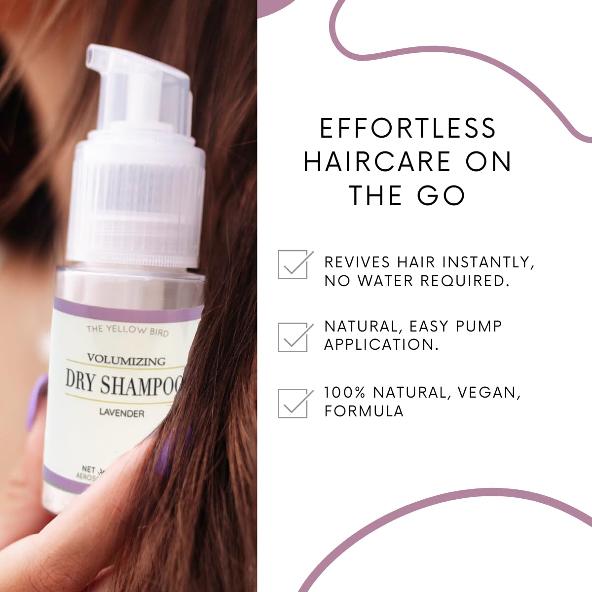 The Yellow Bird Natural Powder Dry Shampoo – Non Aerosol Pump, Lavender Scent, Made in USA
