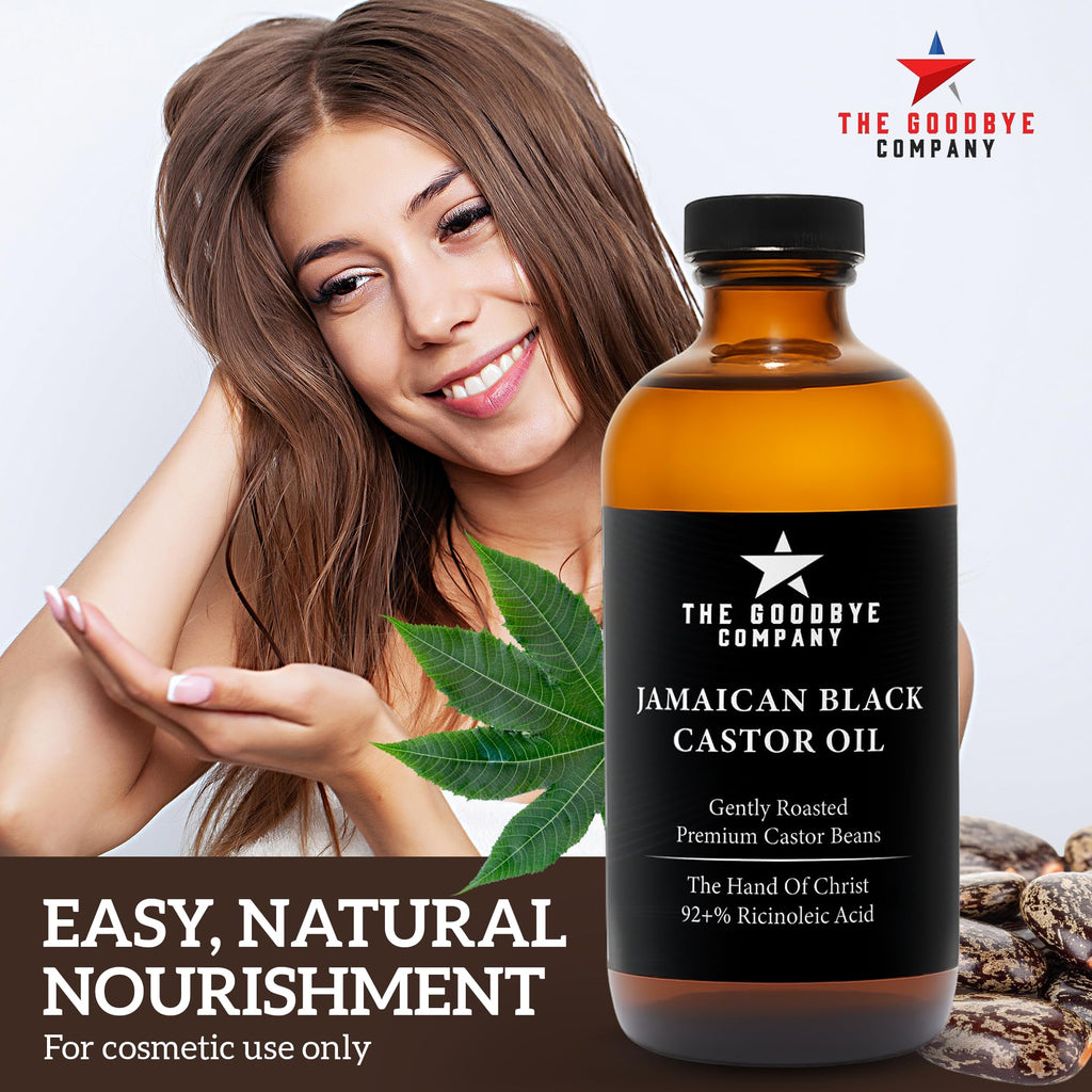 The Goodbye Company Black Castor Oil for Hair Growth – Organic, Cold-Pressed & Hexane-Free, 450mL Glass Bottle